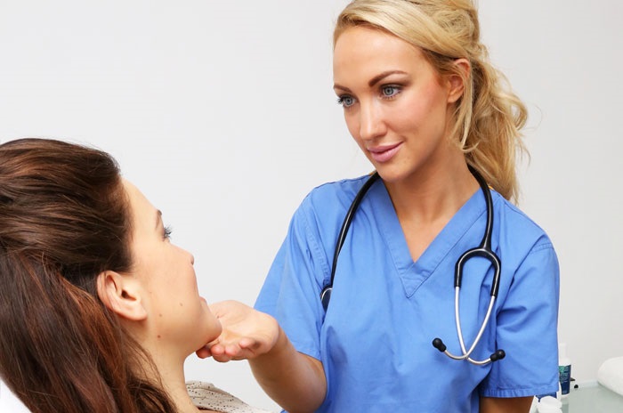 Dr Leah Totton with patient